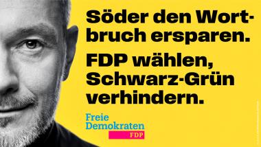 Mit einem Sonderplakat wirbt die FDP auf zahlreichen digitalen Flächen in Bayern für den Politikwechsel in Deutschland.